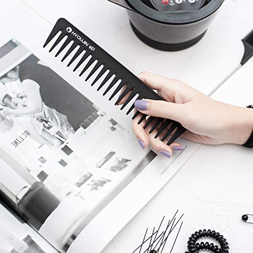 HYOUJIN 601 Black Carbon Wide Tooth Comb,100% Anti static 230℃ Heat Resistant,Detangling Comb,Detangler Hair Comb for Long Wet hair Hair Straighten Curly Hair - Thumbnail 4