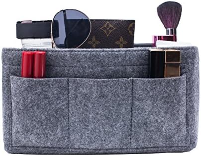 Felt Handbag Organizer, Insert Purse Organizer 12 Pockets Structure Shaper 3 Sizes Grey M