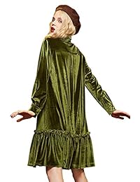 Elf Sack Vestido de terciopelo para mujer, manga larga, vestido de cóctel, con capucha, con dobladillo de volantes