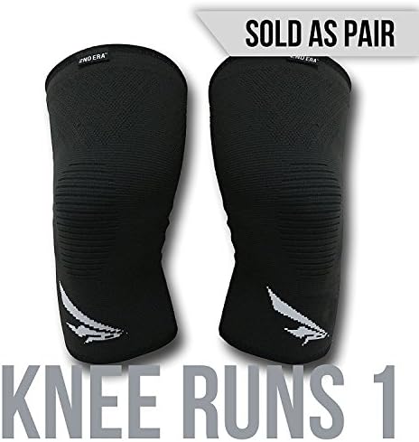 147th Knee Runs 1 - Best Compression Knee Support Sleeves Brace Wraps - For Professional Elite Athletes: Running, Jogging, Bodybuilding, and Weight Lifting - Sold as Pair (Black, Small)