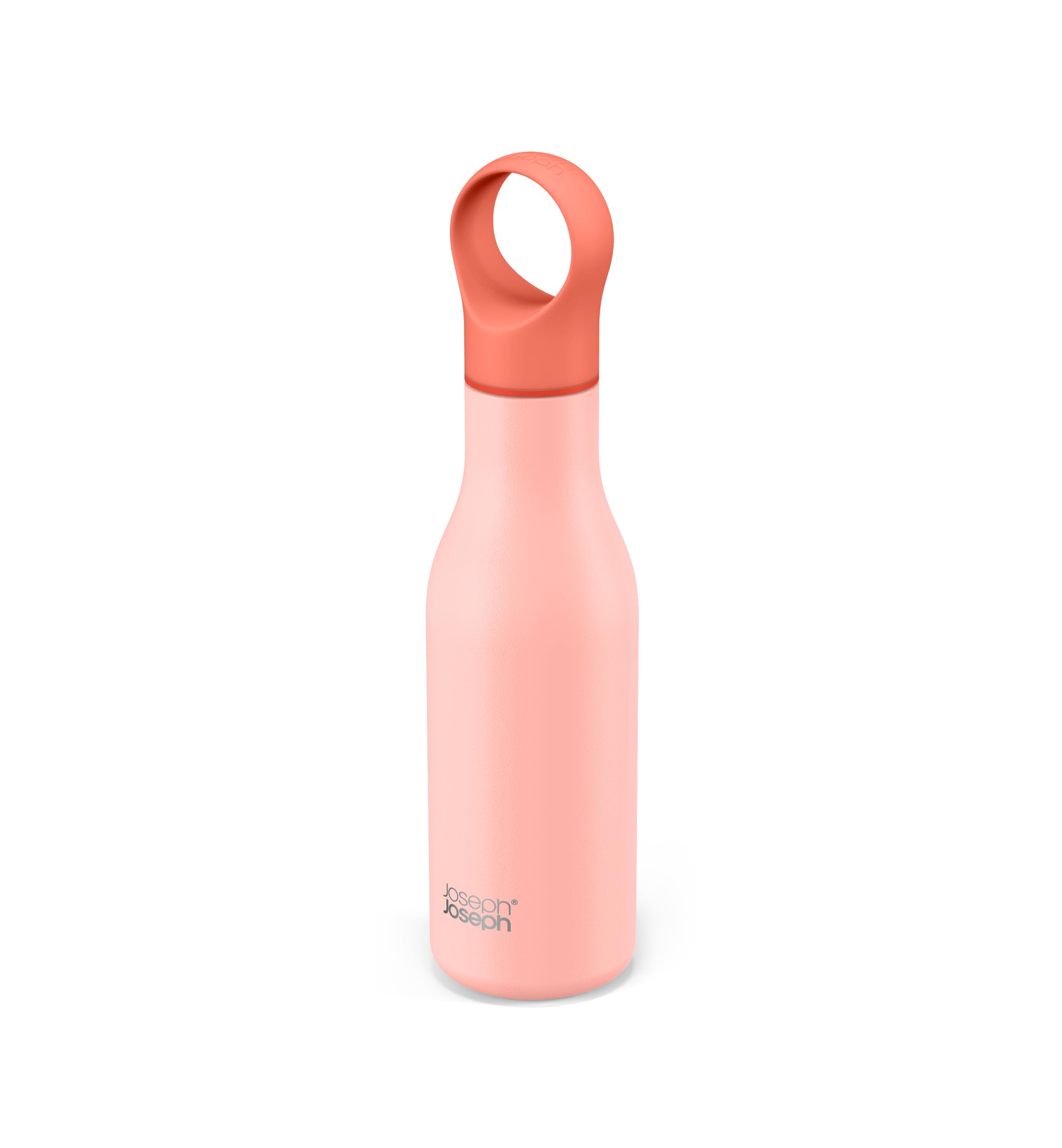 Joseph Joseph Loop- Stainless-steel Vacuum Insulated Water Bottle, Flask for Work, Gym, Travel- 500ml, Coral, 4