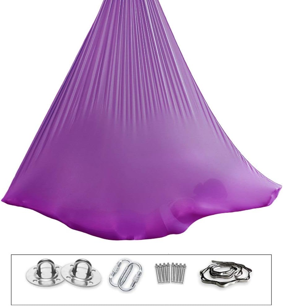 XDTCHEN Aerial Yoga Hammock,Yoga Pilates Premium Aerial Silks Equipment Aerial Yoga Cloth Hammock Set Elastic Deluxe Aerial Kit Antigravity Yoga Swing with Carabiner Daisy Chain Accessories