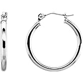 14k White Gold 20mm Tube Hoop Earrings (20mm x 2mm)