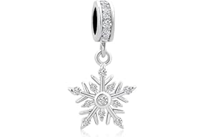 LSxAB Winter Frozen Snowflake Charm for Christmas Compatible with Pandora Charms Bracelets