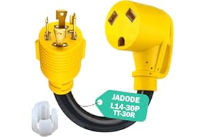 Jadode Locking RV Generator Adapter 30Amp 4 Prong Male to 30Amp Female 125/250 Volt Dogbone RV Power Adapter NEMA L14-30P to TT-30R with Heavy Duty STW 10AWG 3C Wire Pigtail Adapter Cord