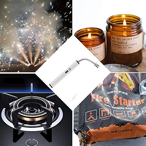 Lighters, Upgraded Candle Lighter USB Electric Plasma Lighters Long Rechargeable Flexible Flamless Windproof for Candles, Camping, Stove, Fireworks, Charcoal Grill, BBQ,etc (Gray)