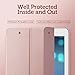 ESR iPad 9.7 Zoll 2018/2017 Hülle, [Rubberized/Gummiert] PU Ledertasche Auto Aufwachen/Schlaf Funktion Schutzhülle mit Gummi-Spray für iPad 9.7 2018/2017 (Roségold)