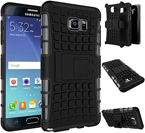 Note 5 Case,Galaxy Note 5 Case,LECIINFO [Non-Slip][Perfect Fit][Stand Feature]Dual Layer Armor Defender Case for Samsung Galaxy Note 5 - (Black)