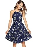 Zeagoo Women Summer Halter Neck Backless Chiffon Floral Print Casual Beach Dress