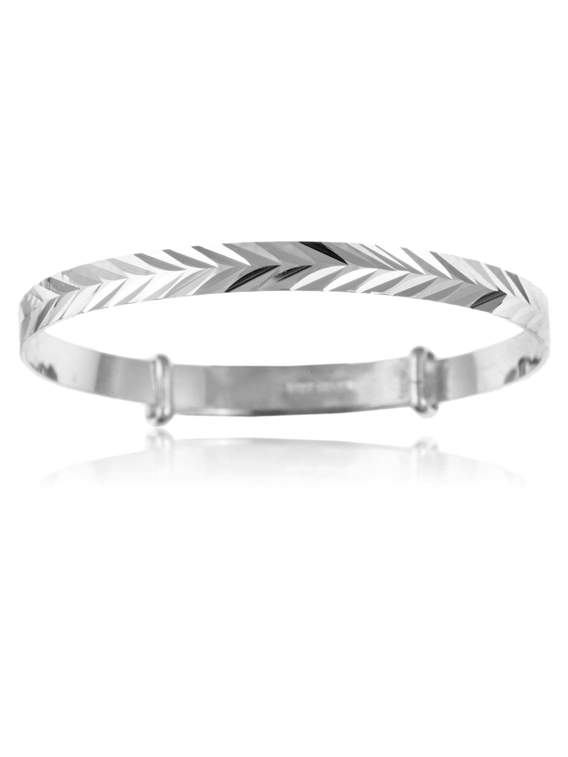 Designer Inspirations Boutique 5MM Wide Engraved/Embossed Herringbone Pattern Expanding/Expandable/Adjustable Bangle Bracelet for Baby/Children/Women - 925 Sterling Silver - Size: BABY (Small)