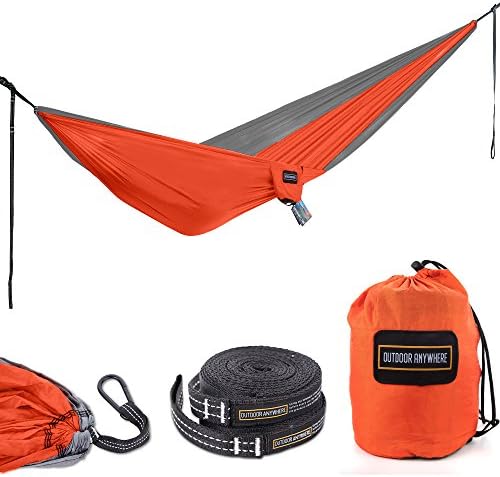 Double Hammock and Straps (Orange and Gray)