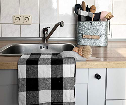 Cotton Black and White Kitchen Towels - Buffalo Checked Dish Towel - Black Kitchen Towels - Buffalo Plaid Kitchen Towel - Tea Towels Checked Set of 3 (Checkered Dish Cloths (Black and White), 28x18) - Thumbnail 3