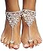Bienvenu 2Pcs Barefoot Sandals Sparkling Crystal Clear Rhinestone Elegant Design