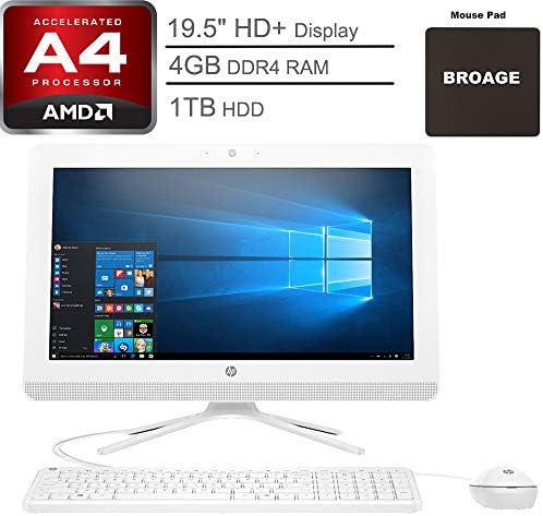 Hp 20 Aio 19 5 Hd All In One Desktop Computer Amd A4 9125 Up To 2 6ghz 4gb Ddr4 Ram 1tb Hdd Dvdrw 802 11ac Wifi Bluetooth 4 2 Usb 3 1 Snow White Windows 10 Home Broage Mouse
