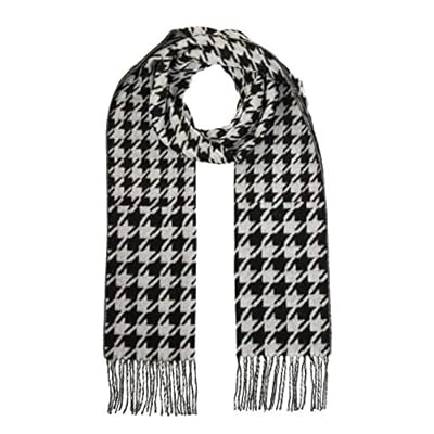 Accessories First Houndstooth Scarf - Fashionable Womens Acrylic Woven Scarf with Twisted Fringes Accessories First Houndstooth Scarf - Fashionable Womens Acrylic Woven Scarf with Twisted Fringes