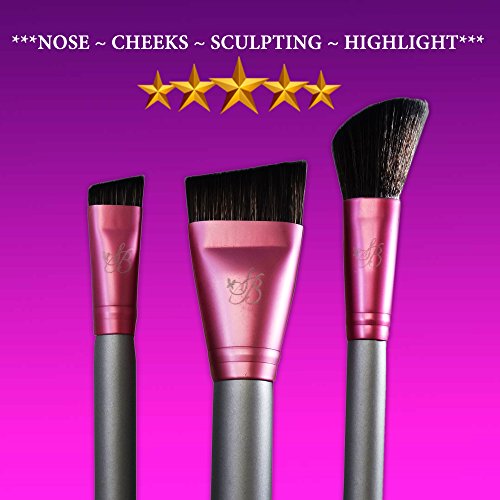 Nose Contour Brush Contouring Makeup Brush Set - Sculpting Blending Real Brush Hair Angled Blush Techniques Dramatic Cheekbones Highlighting Bronzer Palette Powder Concealer Foundation Cream