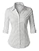 LE3NO Womens Polka Dots Button Down 3/4 Sleeve Tailored Shirt