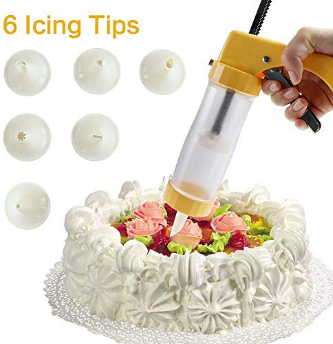 11-Piece Cookie Press Gun Kit Set with 1 Macaroon Baking Mat Sheets,10 Decorative Stencil Discs and 6 Icing Tips,1 Cleaning Brush