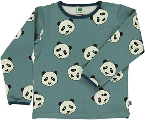 Smafolk Long Sleeve Panda Face T-Shirt - Bluestone - 92-98cm - 2-3 years