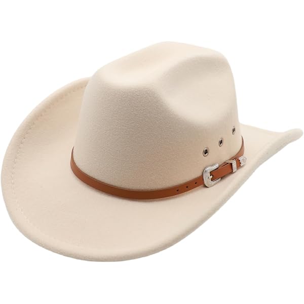 Leomie Beige Felt Cowboy Hat for Men and Women - Suede  display picture 3