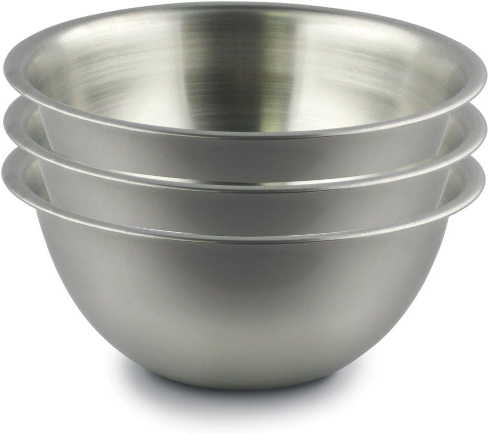 Menax - Stainless Steel Deep Mixing Bowl - Salad Bowl - Set of 3 - Ø 19 cm