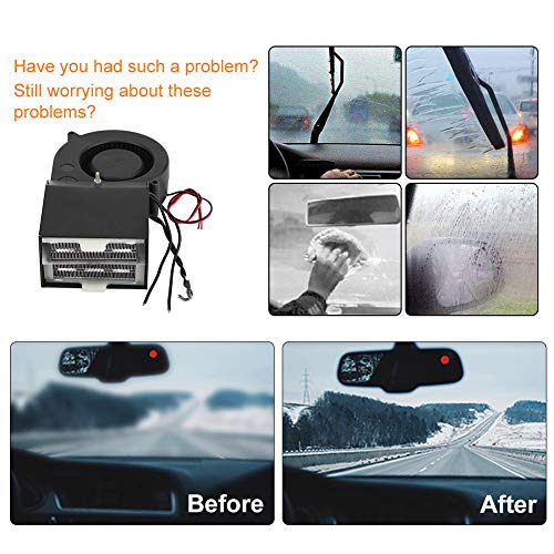 Keenso Portable Car Heater, Fast Heating Defrost Defogger 12V Adjustable Cigarette LighterCooling Fan 2 Wide Outlet Plug in Cigarette Lighter