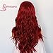 SAPPHIREWIGS Red Lace Front Wigs for Women Fashion Glueless Long Wavy Wigs Lace Front Natural Looking Synthetic Heat Resist Fiber Red Wig (13 * 3, Red)