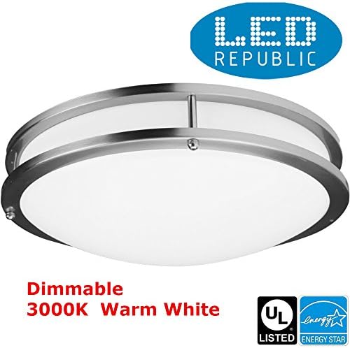 Led Republic Dimmable LED Flush Mount Ceiling Light, 10", 15W (65W equivalent), 1120lm, 3000K (Soft White Glow), 120° Beam Angle, 120V, UL and ENERGY STAR Listed,