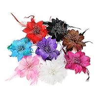 BONAMART Flower Hair Clips For Women, 8 pcs Brooch Corsage Hair Flowers Barrettes Accessories Clip For Girls Ladies Wedding Party Dance