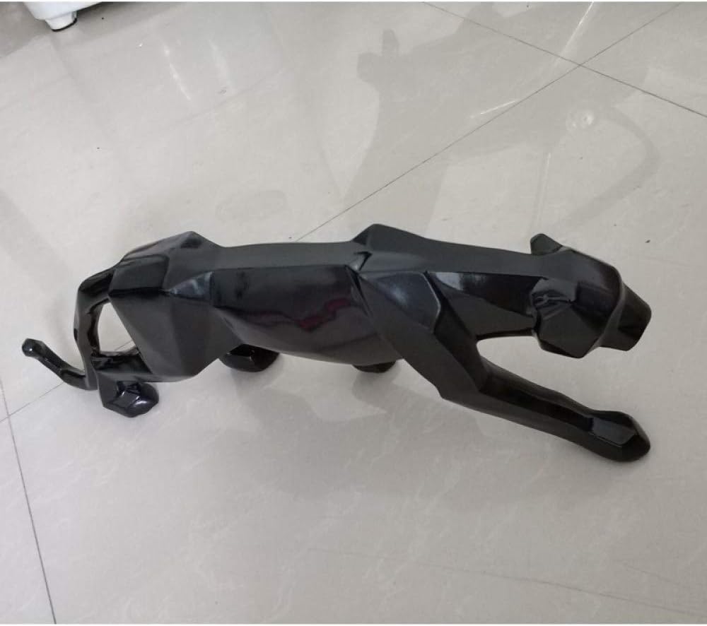 CHINABOS statue Modern Abstract Black Panther Sculpture Geometric Resin Leopard Statue Wildlife Decor Gift Craft Ornament Accessories Furnishing,gloss black