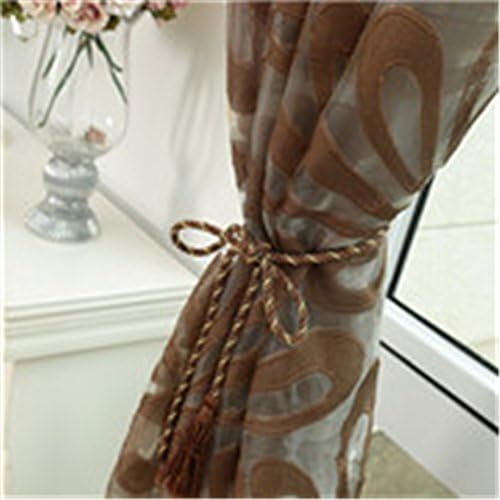Floral Design Blue Curtain Tulle Fabrics Sheer Curtains For Bedroom Window Sheer Curtain Panels Floral Curtain Transparent Drape Brown W350cm L270cm 2 Grommet Top