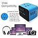 Jushoor International Travel Power Adapter with 3 USB & 1 Type C Output Port Charger, support worldwide AC 100-240V, Wall Outlet for UK, US, AU, Europe & Asia- Blue