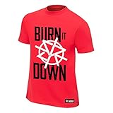 WWE Seth Rollins Burn it Down Red Youth T-Shirt Black Large