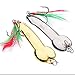Zooarts Bait Tackle Hooks Penis Spoon Fishing Lure 5g-20g with Feather Hooks Gold/Silver Metal Bait Tackle