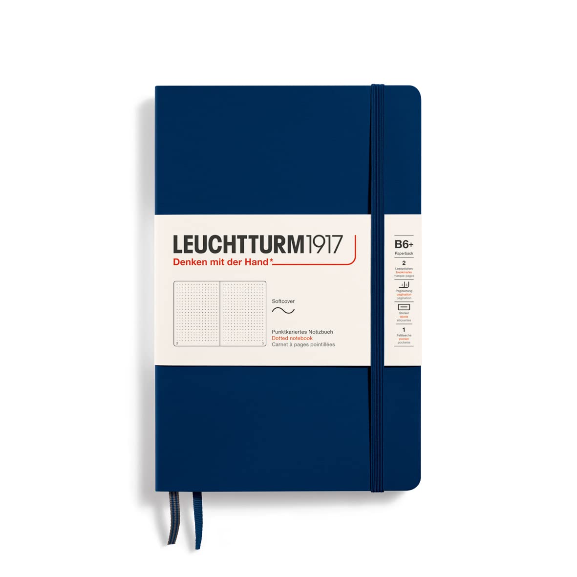 LEUCHTTURM1917 358318 Notebook Softcover Paperback (B6+), Dotted, Navy
