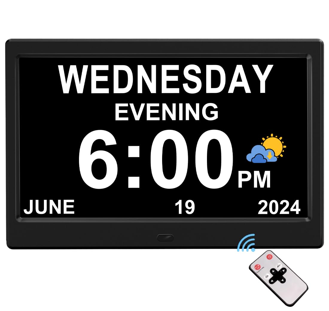 Photo 1 of Extra Large Impaired Vision Digital Alarm Clock with Day and Time for Elderly Calendar Clock Auto Dimmable Clock (10.1 Inch Black)