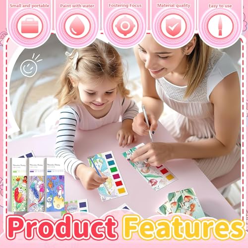 Watercolor Painting Book, 5 Pcs Paint with Water Colouring Books, Pocket Watercolor Painting Book for Artist, Beginning, Students,(5 Book)