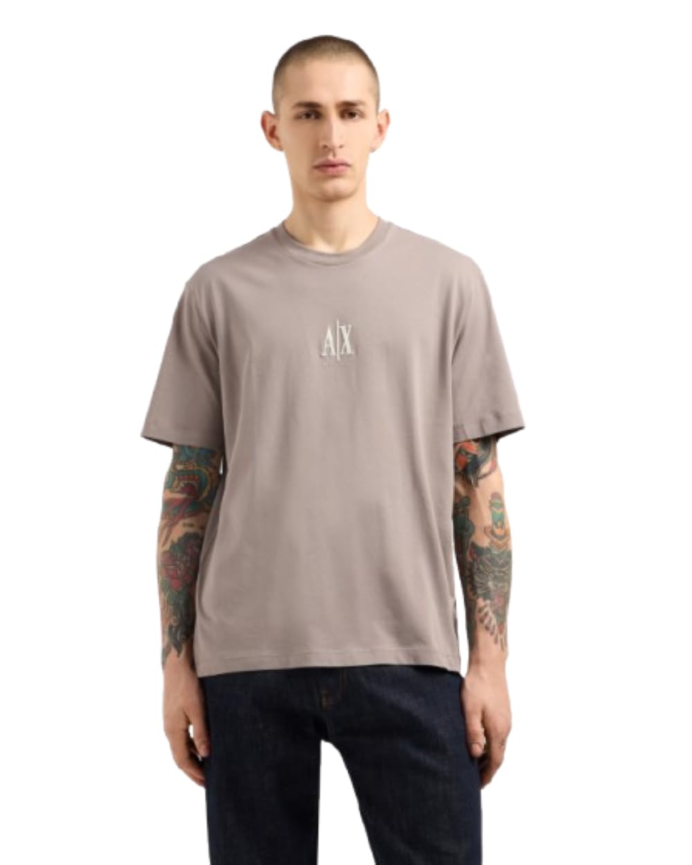 Armani Exchange Men’s Icon Small Logo Tee, Driftwood, XX-Large