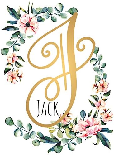 Jack Name Wall Decor Sign Gold Monogram Initial Letter J UNFRAMED POSTER A3 Baby Boy Gift Birthday Quote Calligraphy Names Print Watercolor Floral Hand Lettering Rose Gold