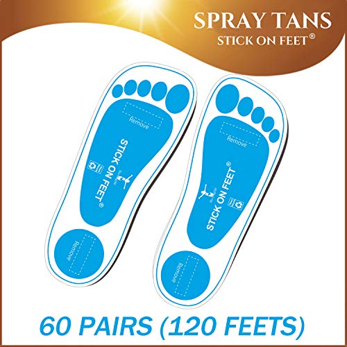 Blue 60 Pairs(120feets) Premium Disposable Stick on Feet Spray Sunless Tanning Sole Protector