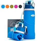 Collapsible Water Bottle for Travel 750ml/26floz,Reusable Foldable Leak Proof,Cruise Outdoors Sports Camping Hiking Gym Fitness Training,Food-Grade Silicone BPA Free/Non-Toxic,Folding Roll Up Portable