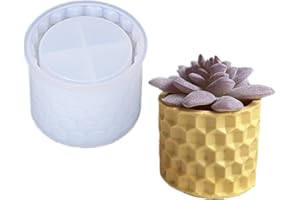ANKTILY Round Honeycomb Concrete Flower Pot Silicone Mold Succulent Planter Vase Cactus Mold Candle Pen Holder Cement Clay Mold Epoxy Resin Jewelry Storage Box Mould