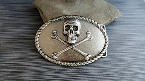 Handmade Antique Silver Steampunk Skull And Crossbones Belt Buckle