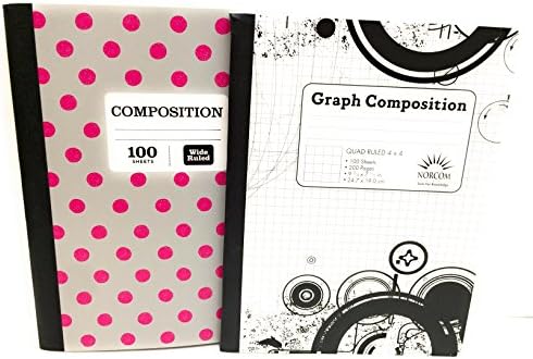 Gray & Pink Polka-A-Dots/ Black & White Graph 4 X 4 Notebook ~ Pack of 2