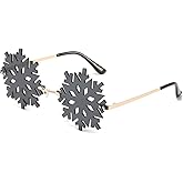LJCZKA Snowflake Shape Sunglasses Women Men - Rimless Novelty Ice Glasses Funky Christmas Festival Party Accessories
