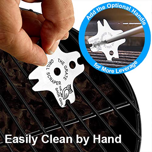 The Sage Owl Heavy Duty Stainless Grill Scraper - Bristle Free Tool for Cleaning Your BBQ Grill - Thumbnail 2