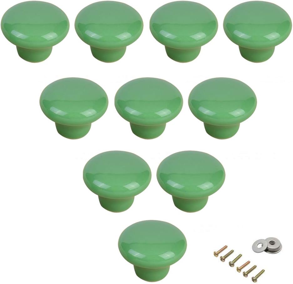 SeeRaphee Ceramic Round Cabinet Handles Drawer Pulls Round Door Knobs for Kid's Room Bedroom Door Cabinet Cupboard Wardrobe Pulls-10 Pack
