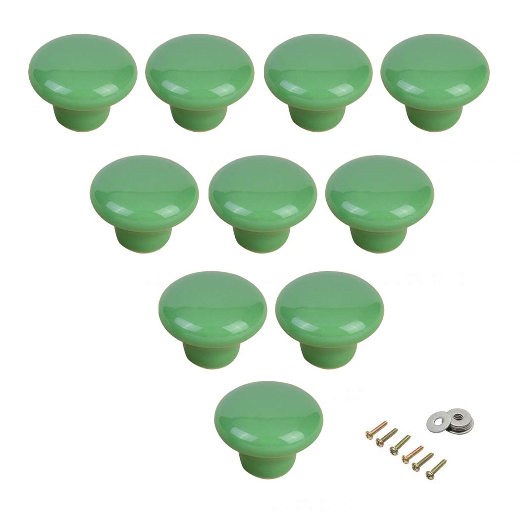 SeeRaphee Ceramic Round Cabinet Handles Drawer Pulls Round Door Knobs for Kid's Room Bedroom Door Cabinet Cupboard Wardrobe Pulls-10 Pack