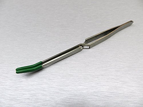 CROSS LOCK TWEEZERS BENT NOSE PVC RUBBER TIP CROSS LOCKING SELF CLOSING 6-1/2" (E 2)