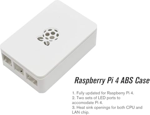 Tree-on-Life Caja de Carcasa actualizada ABS Case Armor Shell V4 con disipadores de Calor Fuente de alimentación 5V / 3A para Raspberry Pi 4B Negro/Blanco/Transparente